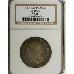 1807 50C Draped Bust VF30 PCGS. O-109a, R.3. Elegant v 