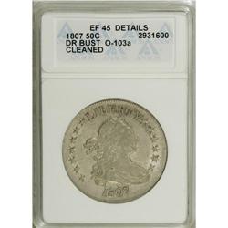 1807 50C Draped Bust--Cleaned--ANACS. XF45 Details. O- 