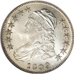 1809 50C MS64 NGC. O-106, R.3. A die crack connects th 