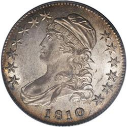 1810 50C MS62 PCGS. O-104, R.3. Vertical die lines in 