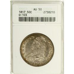 1817 50C AU50 ANACS, O-103, R.2, lustrous with light, 