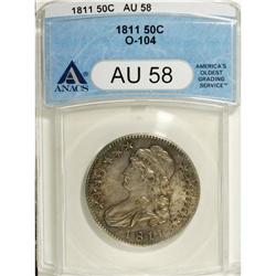 1811 50C Large 8 AU58 ANACS. O-104, R.1. A long die cr 