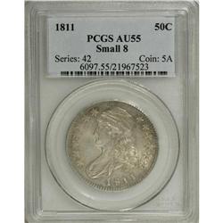 1811 50C Small 8 AU55 PCGS. The spike at the right win 