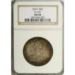 1814 50C AU58 NGC. O-107, R.2. Dappled golden-brown an 
