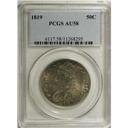 1819 50C AU58 PCGS. O-112, R.3. Luster resides in the 
