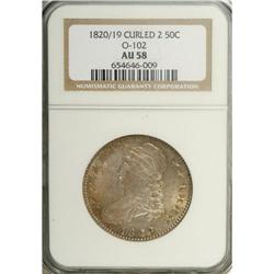 1820/19 50C Curl Base 2 AU58 NGC. O-102, R.1. Although 