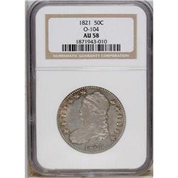 1821 50C AU58 NGC. O-104a, R.2. Listed as O-104 on the 
