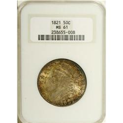 1821 50C MS61 NGC. O-106, R.1. Beautiful golden-tan an 