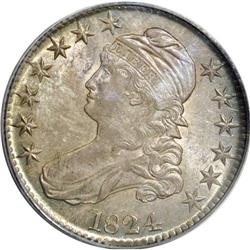 1824 50C MS64 PCGS. O-115, R.2. A tiny mint-made dot i 