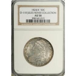 1824/4 50C AU58 NGC. Ex: Jules Reiver Collection. O-11 
