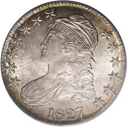 1827 50C Curl Base 2 MS64 PCGS. O-147, R.4. In 1827, t 