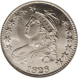 1828 50C Square Base 2, Small 8, Large Letters MS65 NG 