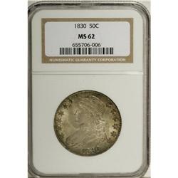 1830 50C Large 0 MS62 NGC. O-121, R.3. Lovely sky-blue 