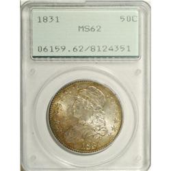 1831 50C MS62 PCGS. O-104, R.1. Golden-brown color enc 