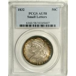 1832 50C Small Letters AU58 PCGS. O-118, R.1.Considera 