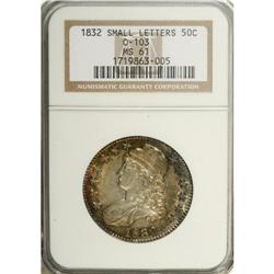 1832 50C Small Letters MS61 NGC. O-103, R.1. The recut 