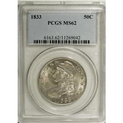 1833 50C MS62 PCGS. O-104, R.1. This lustrous pearl-gr 