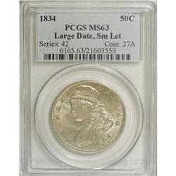 1834 50C Large Date, Small Letters MS63 PCGS. O-106, R 