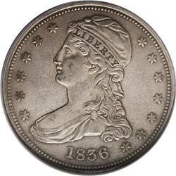 1836 50C Reeded Edge--Improperly Cleaned--NCS. AU Deta 