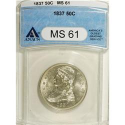 1837 50C MS61 ANACS. Highly lustrous and solidly struc 