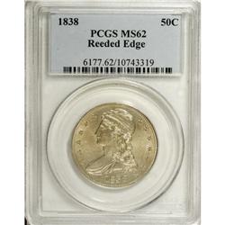 1838 50C MS62 PCGS. Strongly lustrous with remarkable 