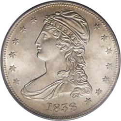1838 50C MS63 PCGS. Stars 10 and 11 are noticeably rec 