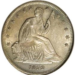 1839 50C No Drapery AU58 NGC. WB-101. This is the only 