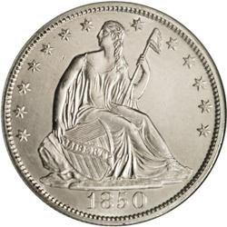 1850 50C MS64 NGC. From 1850 until the weight change o 