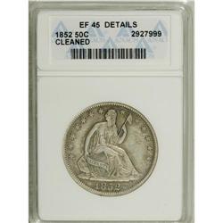 1852 50C --Cleaned--ANACS. XF45 Details. Pale tan and s 