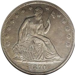 1870-CC 50C --Cleaned--ANACS. AU50 Details. Chestnut an 