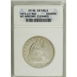 1873-CC 50C No Arrows--Cleaned--ANACS. XF45 Details. T 