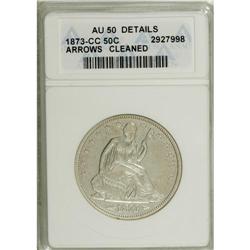 1873-CC 50C Arrows--Cleaned--ANACS. AU50 Details. This 