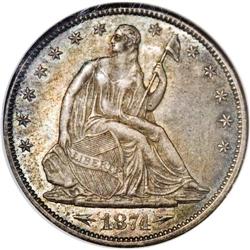 1874-CC 50C Arrows MS64 NGC. This lovely Mint State pi 