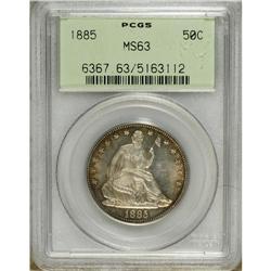 1885 50C MS63 PCGS. Lovely golden-brown borders frame 