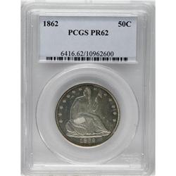 1862 50C PR62 PCGS. Strongly reflective with robust de 
