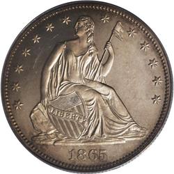 1865 50C PR64 Cameo PCGS. Noticeable mint frost coats 