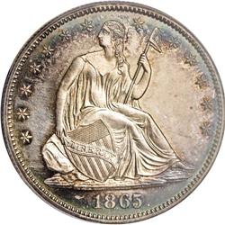 1865 50C PR64 Cameo PCGS. Beautiful cobalt-blue and li 