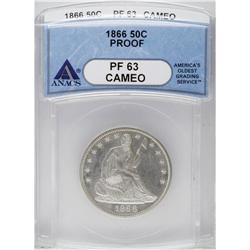 1866 50C Motto PR63 Cameo ANACS. The fields of this Se 