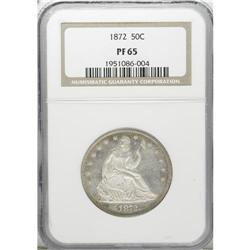 1872 50C PR65 NGC. Gold-gray and russet-tan patina cov 