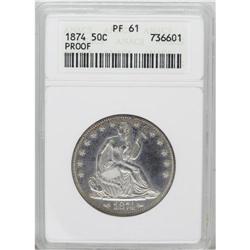 1874 50C Arrows PR61 ANACS. Moderately reflective and 