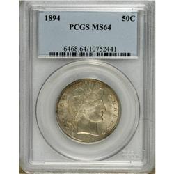 1894 50C MS64 PCGS. Lustrous surfaces are visited by w 
