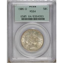 1906-D 50C MS64 PCGS. Highly lustrous beneath faint go 