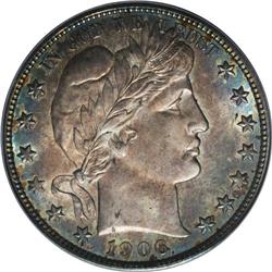 1906-S 50C MS65 PCGS. Orange-red centers are bounded b 