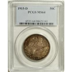 1915-D 50C MS64 PCGS. Magnificent rose-red, lime-green 