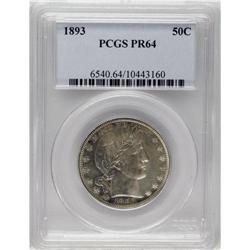 1893 50C PR64 PCGS. Dappled golden-brown and lime domi 