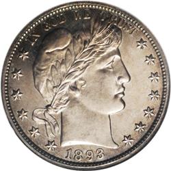 1893 50C PR66 NGC. Both sides of this lovely Gem proof 