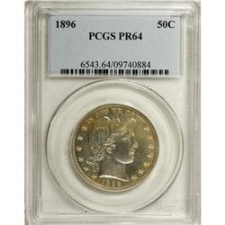 1896 50C PR64 PCGS. Pale golden toning graces the uppe 
