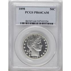 1898 50C PR64 Cameo PCGS. A pleasingly frosted Barber 