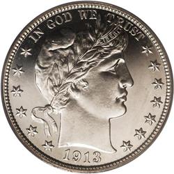 1913 50C PR65 Cameo PCGS. The Barber halves were the l 
