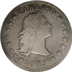 1795 S$1 Flowing Hair, Three Leaves Fine 12 PCGS. B-5, 